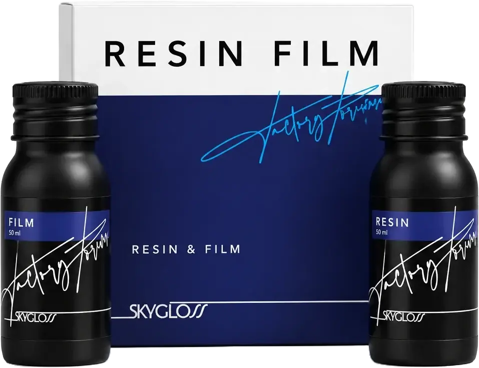 The RESIN FILM box with its RESIN and FILM bottles